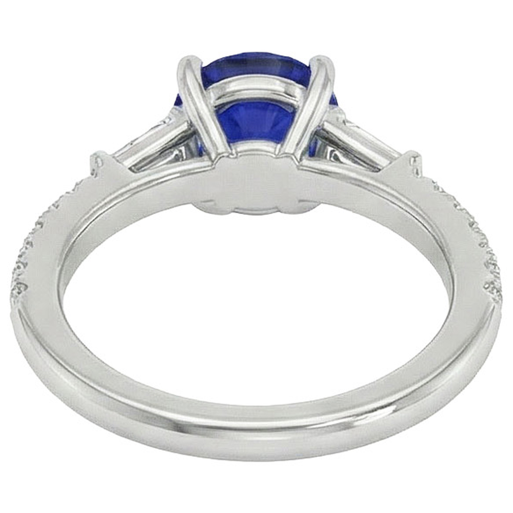 3 Steine Stil echter runder Diamant & blauer Saphir Ring 5 Karat