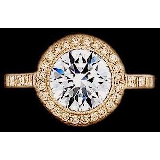 3.01 Karat Antik-Stil Pave Natürliche Diamant Halo Ring Gelbgold 14K