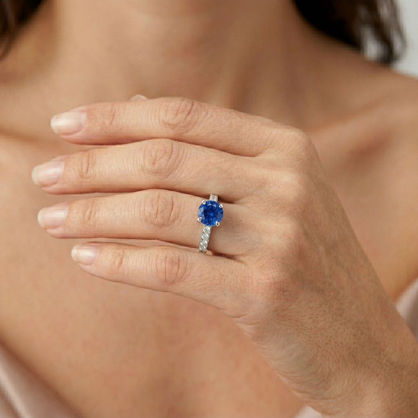 echter round diamant 3.20Karat ring mit Diamantbesatz