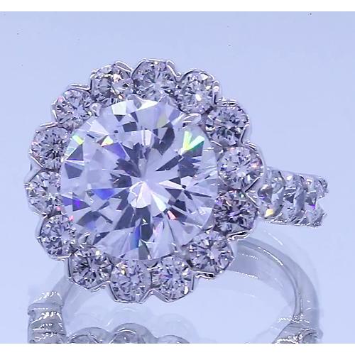 3.50 Karat Echt Diamantrunder Halo-Jubiläumsring Weißgold 14K