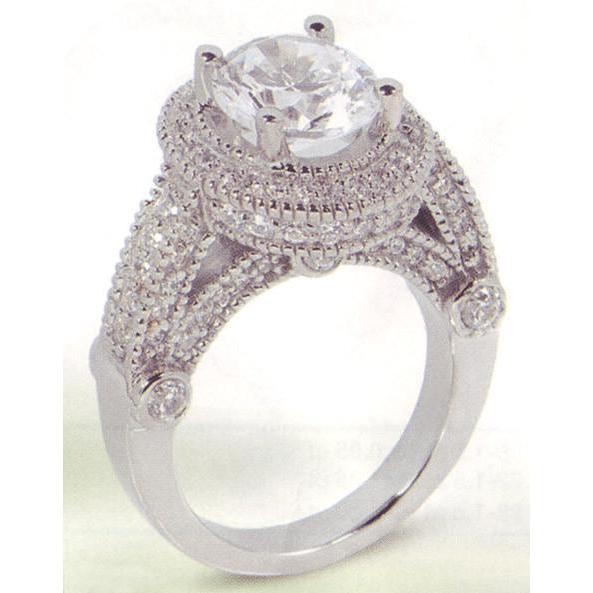 3.50 Karat Natürliche Diamant-Verlobungsring Luxuriöses Antikes Weißgold 14K