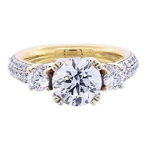 3.50 Karat Natürliche Diamant Runder Verlobungsring Gelbgold 14K