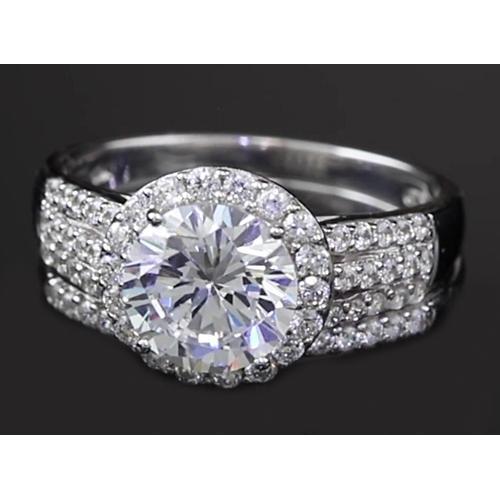 3.50 Karat Runder Natürliche Diamant Verlobungsring Mit Halofassung