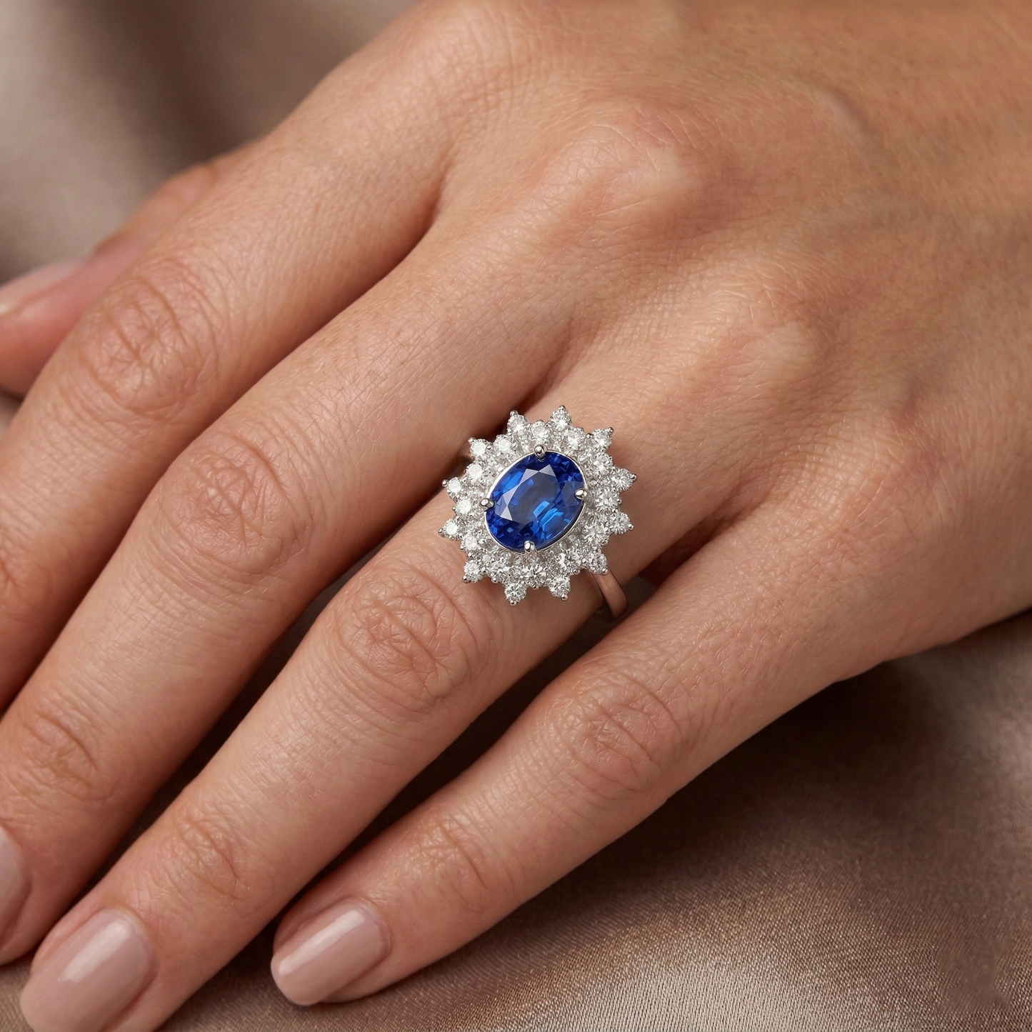echter round diamant 3.75Karat ring auf Weiß
