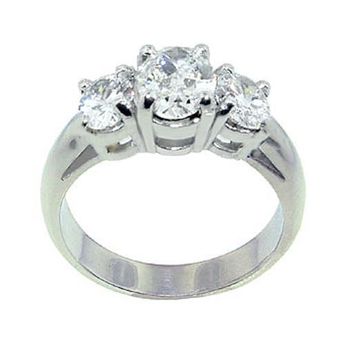 3 Ct.Echt Diamanten Verlobungsring 3 Steine Weißgold