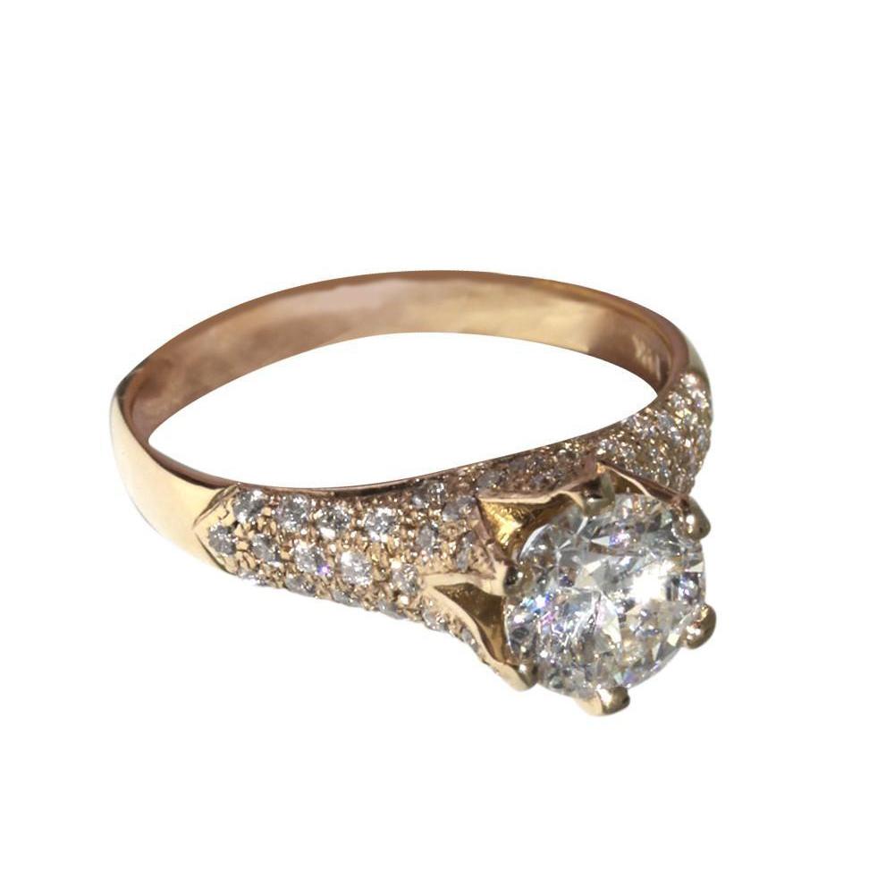 3 Karat Echt Diamant-Solitärring Aus Gelbgold Mit Akzenten