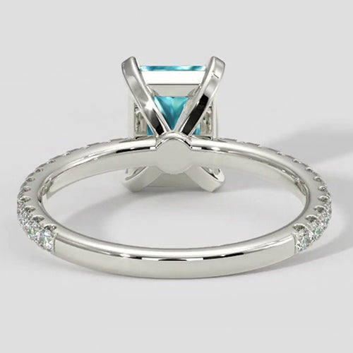 3 Karat Kissen Paraiba Ring mit Diamantschiene