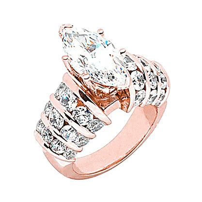 3 Karat Marquise Echt Diamant-Verlobungsring Mit Akzenten Roségold 14K