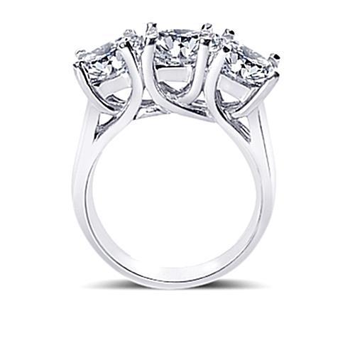 3 Karat Natürliche Diamanten Drei-Steine-Ring Dame Aus Massivem Weißgold
