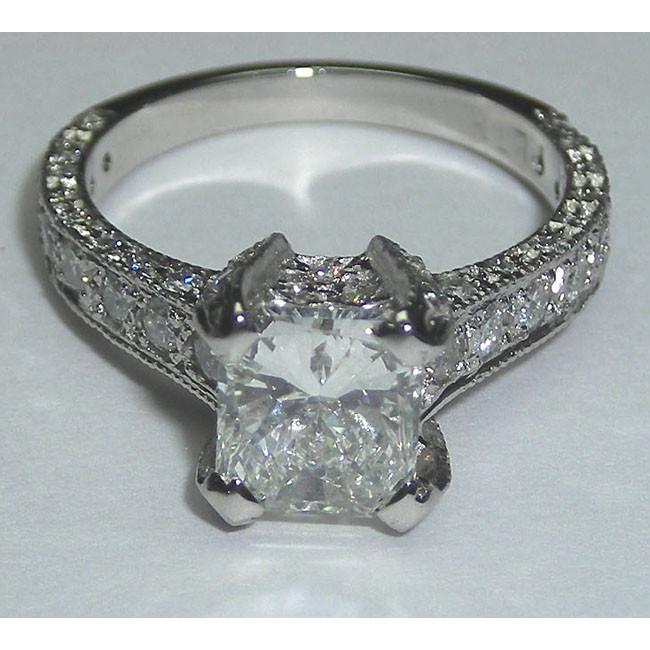 3 Karat Prinzessinnenschnitt Pave Fancy Echt DiamantSolitaire Ring Mit Akzenten