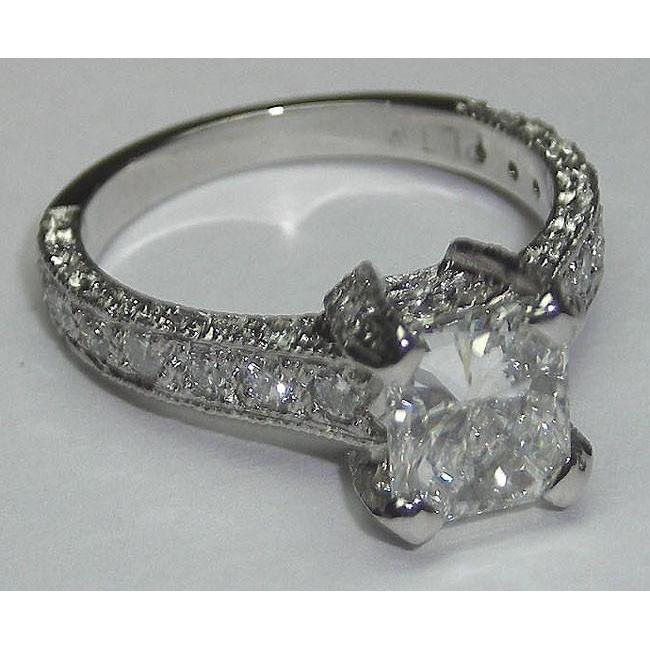 3 Karat Prinzessinnenschnitt Pave Fancy Echt DiamantSolitaire Ring Mit Akzenten