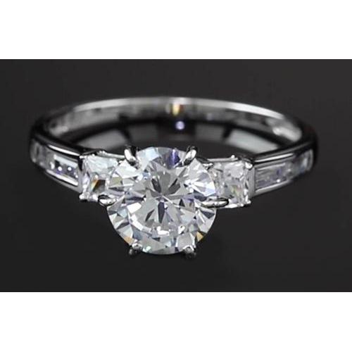 3 Karat Runder Natürliche Diamant-Verlobungsring Drei Steine Weißgold 14K