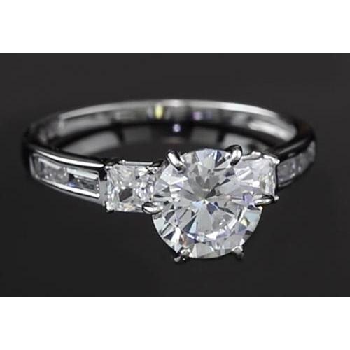 3 Karat Runder Natürliche Diamant-Verlobungsring Drei Steine Weißgold 14K