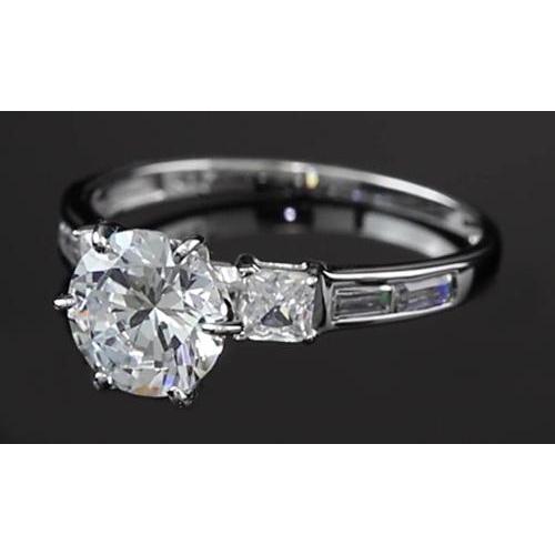 3 Karat Runder Natürliche Diamant-Verlobungsring Drei Steine Weißgold 14K