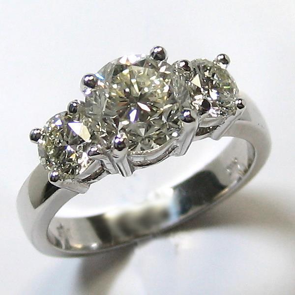 3 Stein Großer Runder Natürliche Diamantring Edelschmuck 5 Karat 14K Weißgold
