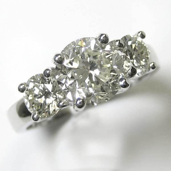 3 Stein Großer Runder Natürliche Diamantring Edelschmuck 5 Karat 14K Weißgold