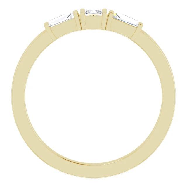 3 Steine Ring 1,10 Karat Prinzessin & Baguette Natürliche Diamanten Gelbgold 14K