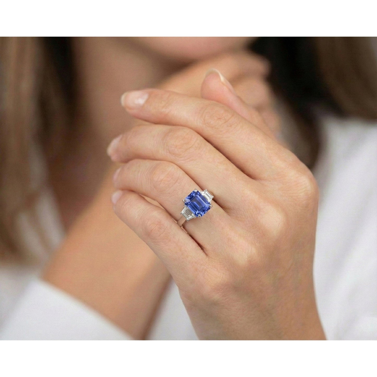 echter radiant diamant 3.50Karat ring auf Weiß