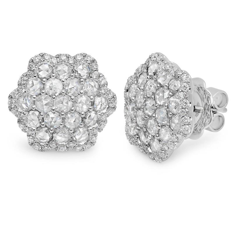 3,20 Karat Echt Diamant Ohrstecker Halo Weißgold 14K