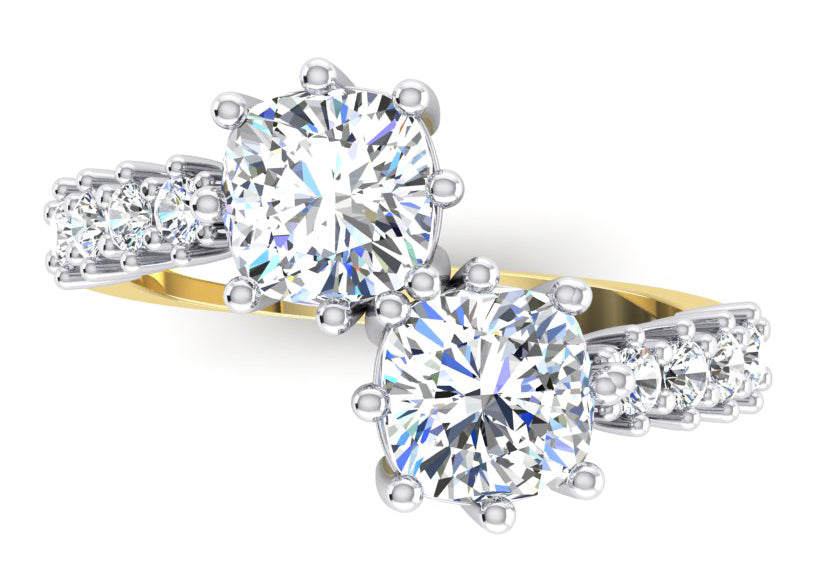 3,30 Karat Diamantring im doppelten Kissenschliff in 14 Karat Weißgold