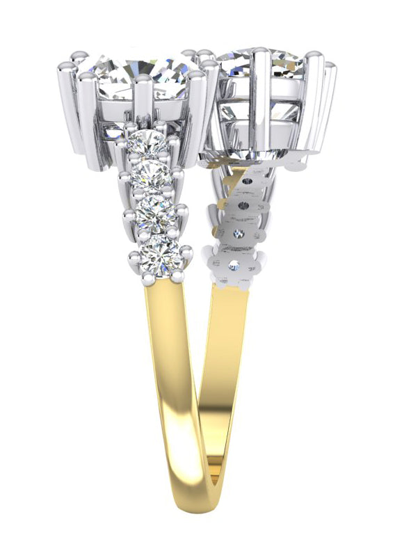 3,30 Karat Diamantring im doppelten Kissenschliff in 14 Karat Weißgold