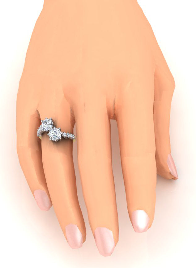 3,30 Karat Diamantring im doppelten Kissenschliff in 14 Karat Weißgold