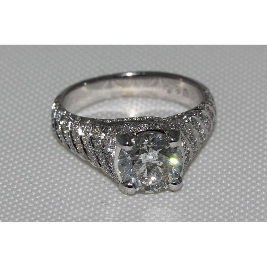 3,50 Ct. Echt Diamant-Verlobungsring Micro Pave Goldring