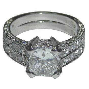 3,50 Ct Echt Diamant-Verlobungsring Und Band Set Weißgold 14K