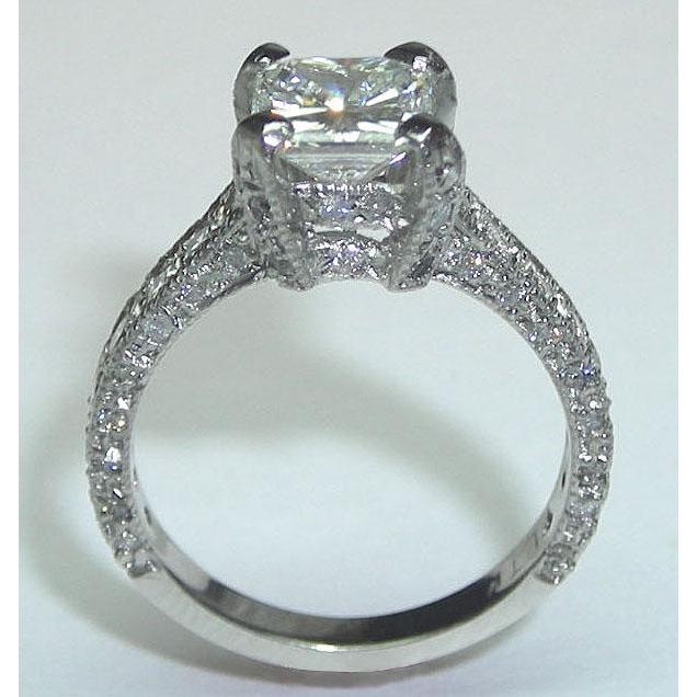3,50 Ct Echt Diamant-Verlobungsring Und Band Set Weißgold 14K