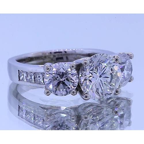 3,50 Karat Echt Diamant-Verlobungsring 14K Weißgold Drei Steine
