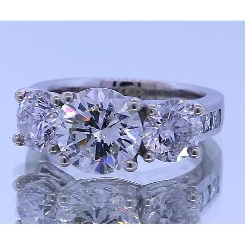 3,50 Karat Echt Diamant-Verlobungsring 14K Weißgold Drei Steine