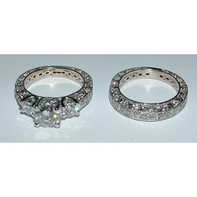 3,51 Karat Funkelnde Natürliche Diamant-Verlobungsring-Set Weißgold