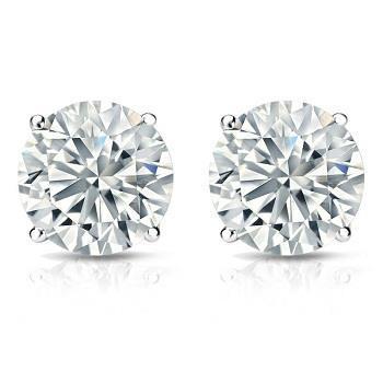 3,5 Kt Solitaire Rundschliff Echt Diamant Ohrstecker Paar Weißgold 14K