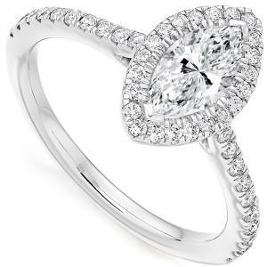 3,60 Karat Marquise Und Runder Echt Diamant Halo Ring