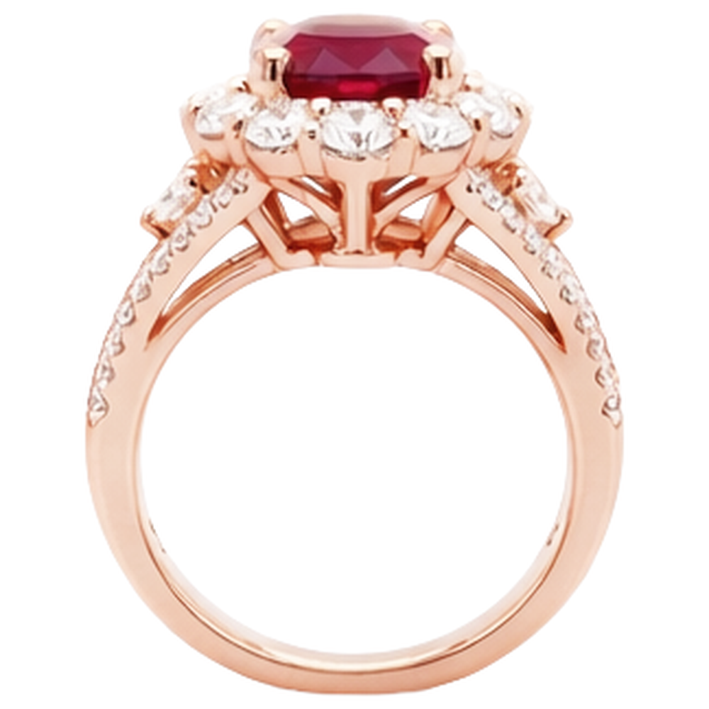 echter oval rubin 3.75Karat ring Profilansicht