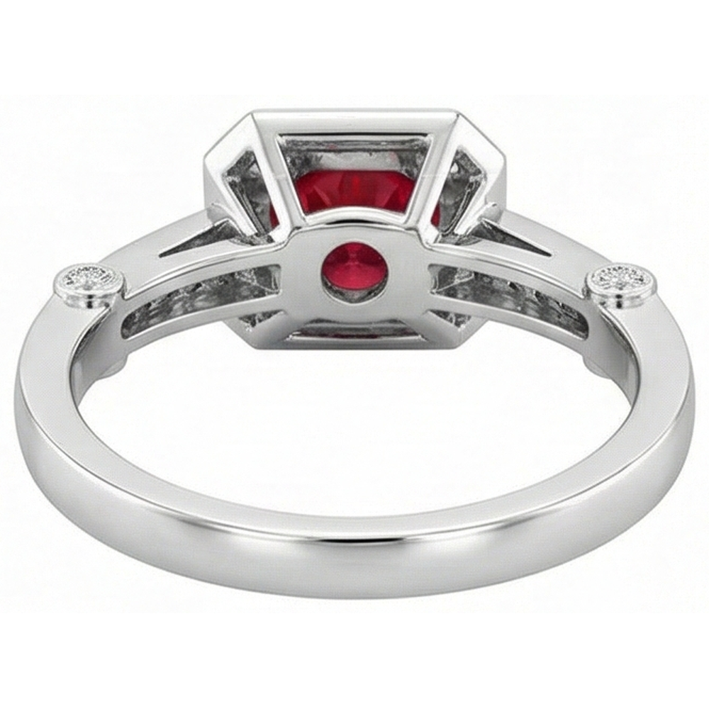 echter round rubin 3.75Karat ring mit Diamantbesatz