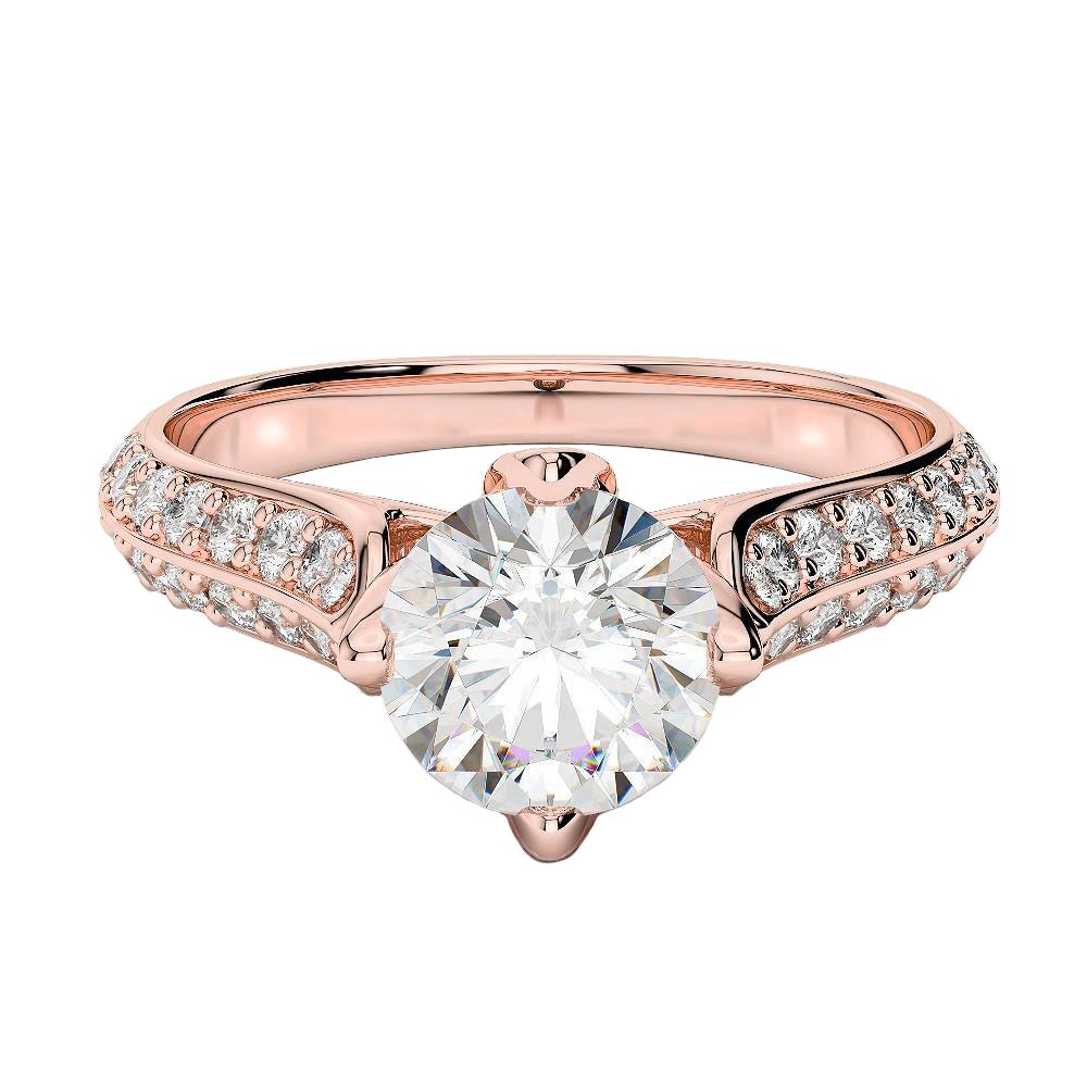 3,75 Karat Natürlich Diamant-Verlobungsring Im Rundschliff Neu Roségold 14K