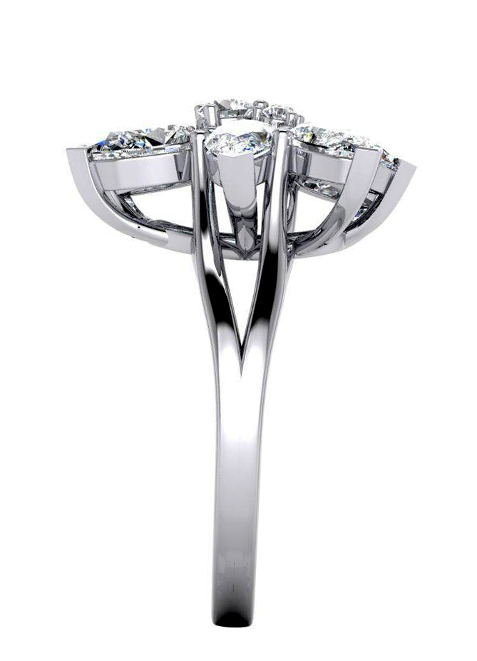 3 Karat Diamant Cluster Ring Birnen Schliff Gold 14K Schmuck Fur Damen
