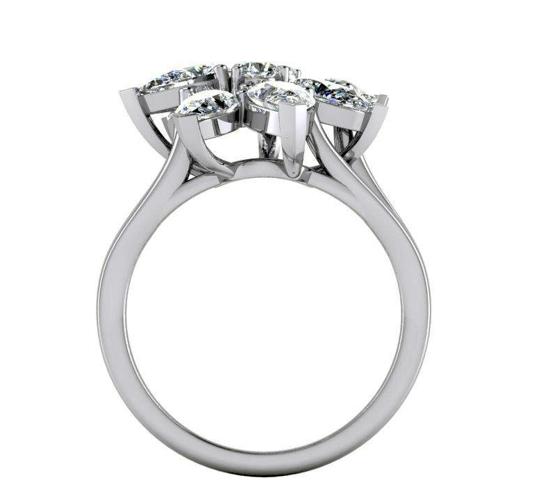 3 Karat Diamant Cluster Ring Birnen Schliff Gold 14K Schmuck Fur Damen