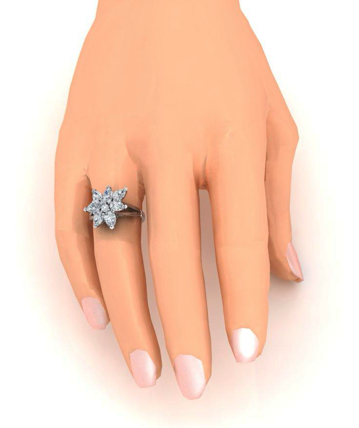 3 Karat Diamant Cluster Ring Birnen Schliff Gold 14K Schmuck Fur Damen