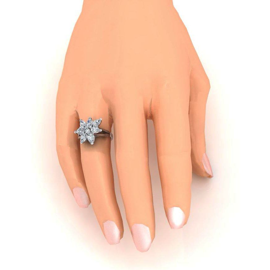 3 Karat Diamant Cluster Ring Birnen Schliff Gold 14K Schmuck Fur Damen