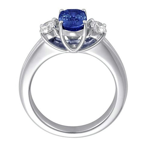 3 Steine Saphir und Diamanten Ring Jubiläum 14K Gold