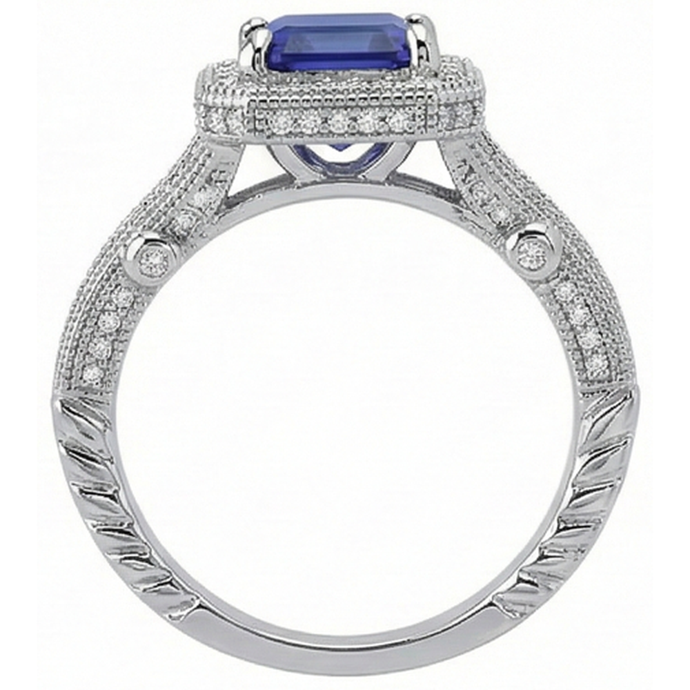 echter round tansanit 4.51Karat ring Profilansicht
