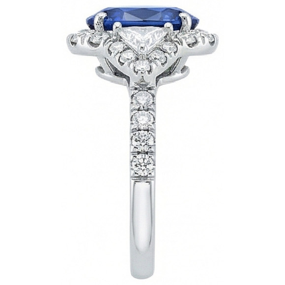 4 Karat Ceylon Saphir und Diamanten Ring Weißgold 14K