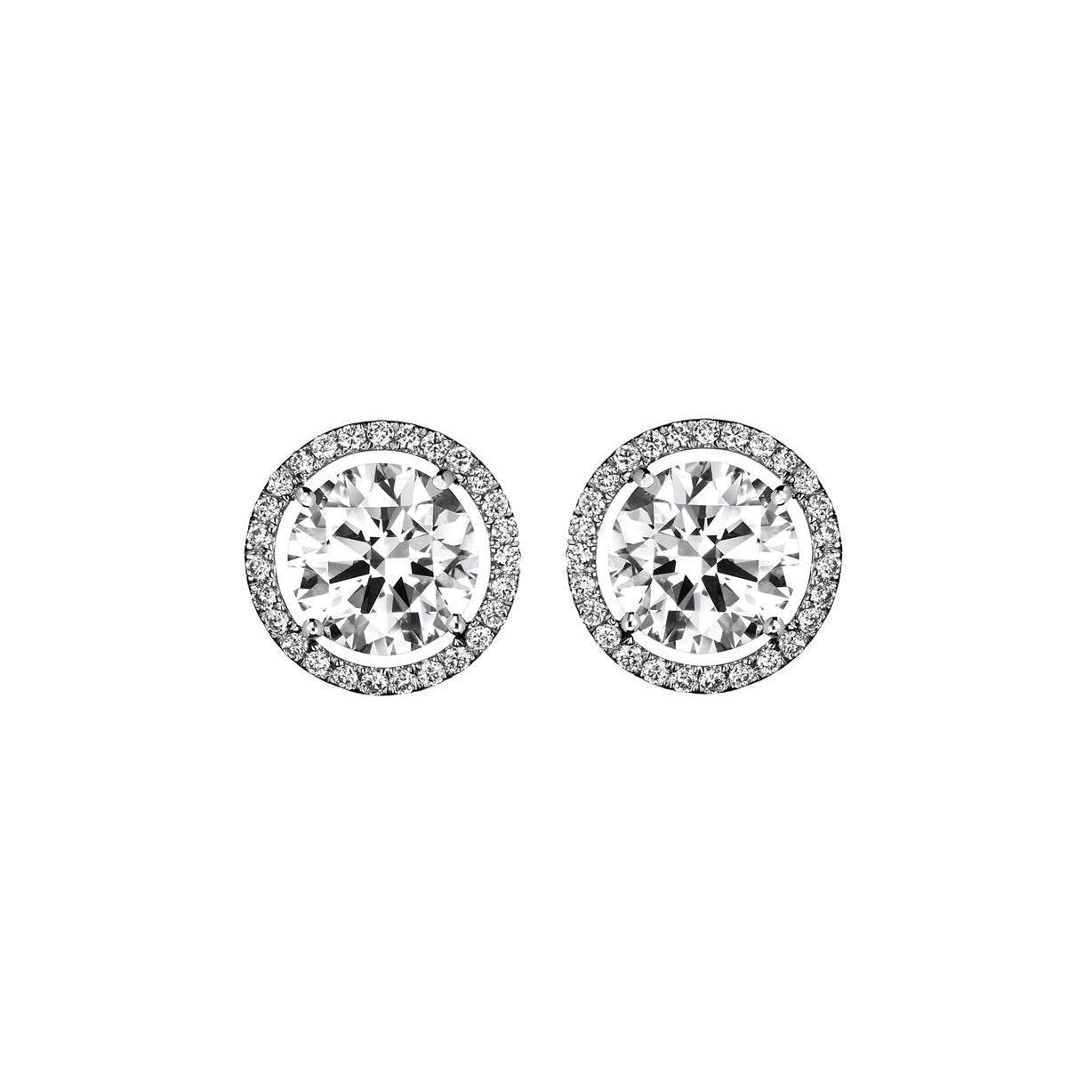 4.04 Karat Wunderschöne Echt Diamanten Im Rundschliff Halo Ohrringe Gold Weiß 14K