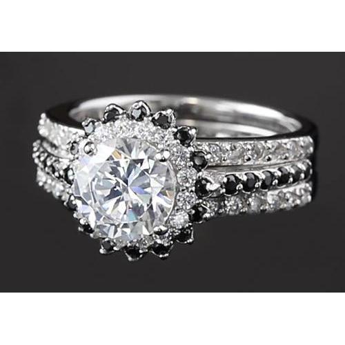 4.50 Karat Jubiläumsring Runder Echt Diamant Halo