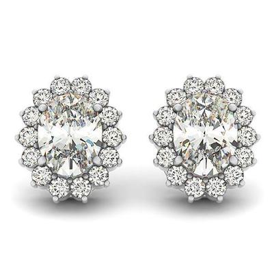 430 Ct Oval Und Rundschliff Echt Diamanten Damen Ohrstecker Halo Ohrringe