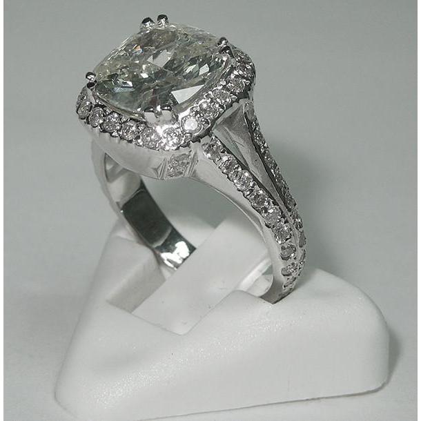 4 Karat Kissen Zentrum Natürliche Diamant Halo Ring Weißgold Schmuck