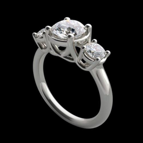 4 Karat Lucida-Natürliche Diamant-Drei-Steine-Ring-Verlobungs-Weißgoldschmuck