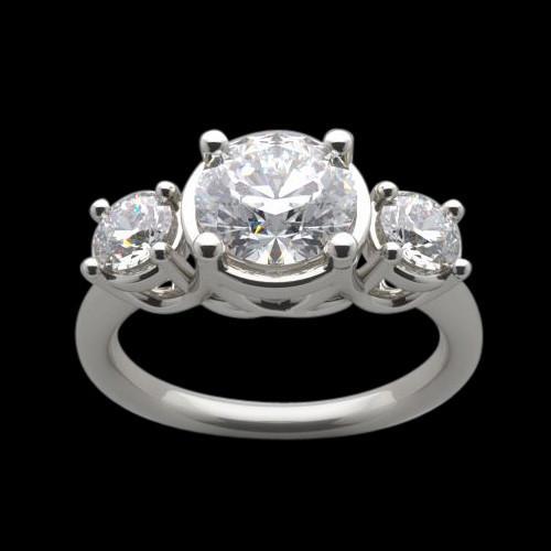4 Karat Lucida-Natürliche Diamant-Drei-Steine-Ring-Verlobungs-Weißgoldschmuck